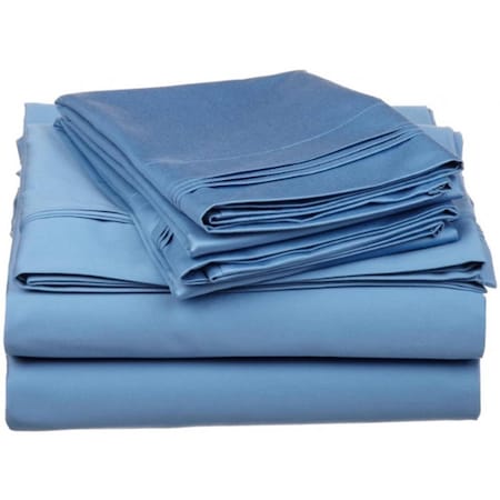 Impressions By Luxor Treasures Egyptian Cotton 650 Thread Count Solid Sheet Set Full-Medium Blue 650FLSH SLMB